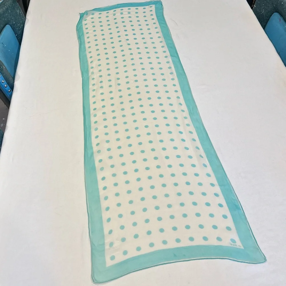 Vintage Vera Sheer Blue Polka Scarf