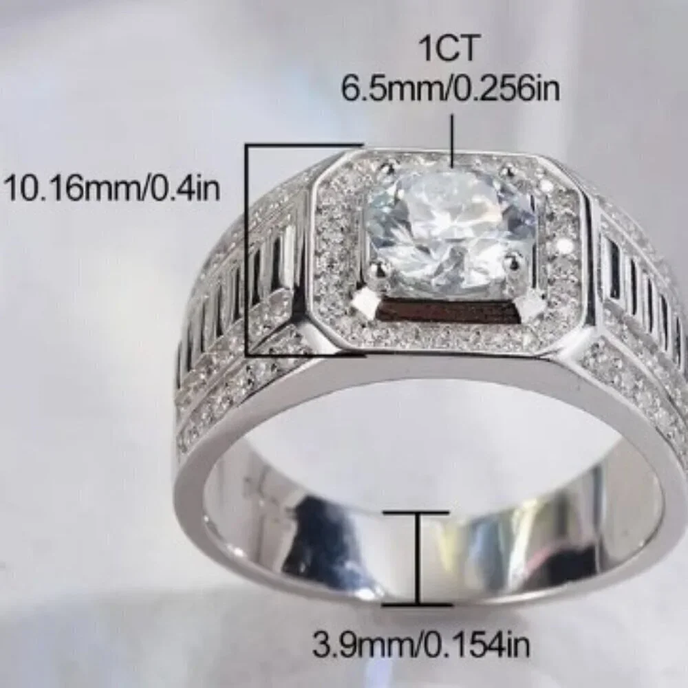 Carti 1ct Moissanite Luxury Ring - Exquisite 925 Sterling Silver Men Size 11