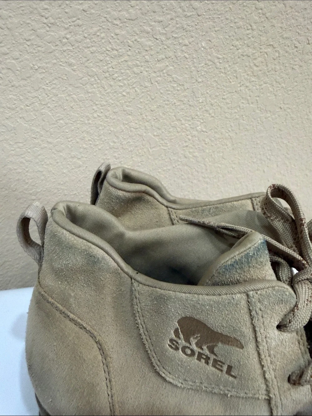 Sorel Beige Suede Lace-Up Wedge Sneakers