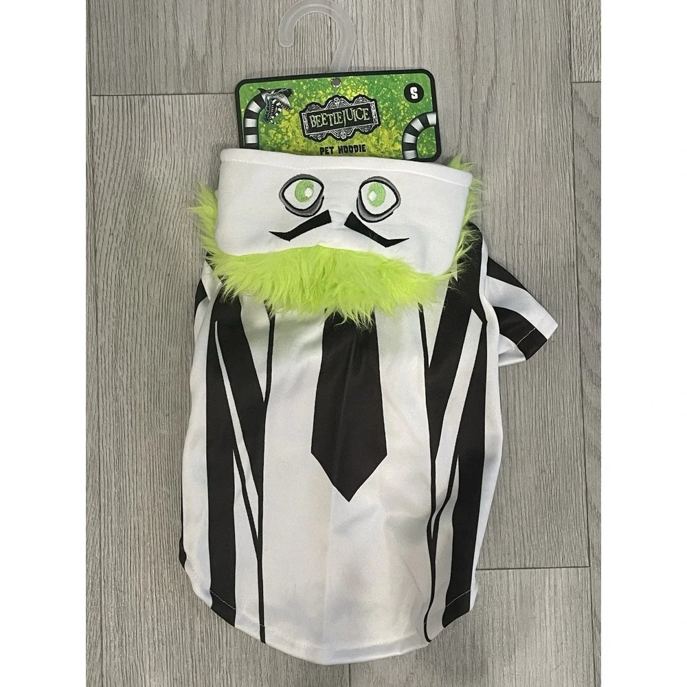 NEW Beetlejuice Green White Black Halloween Pet Dog Costume w/ Hair - Size S