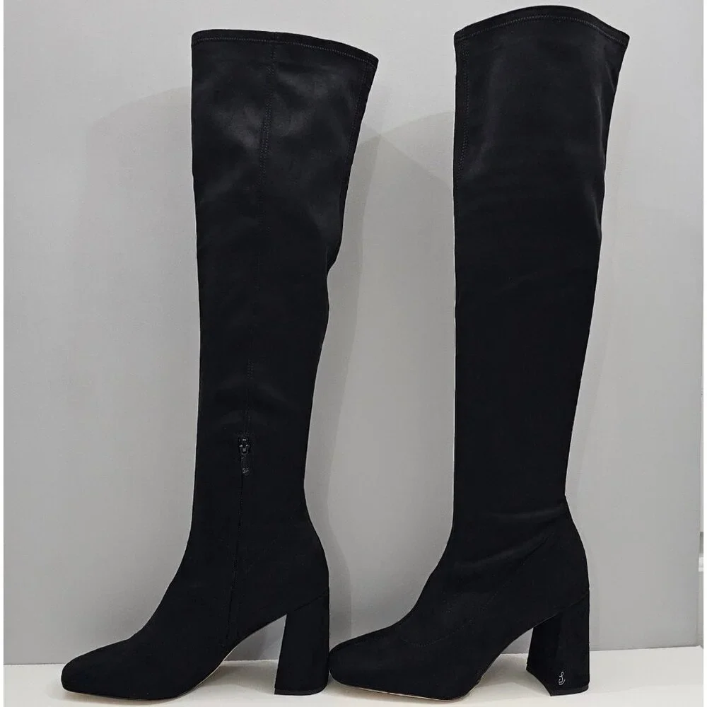 Sam Edelman Black Over-The-Knee Block Heel Boots