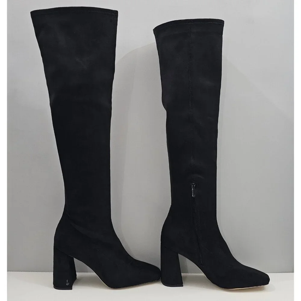 Sam Edelman Black Over-The-Knee Block Heel Boots