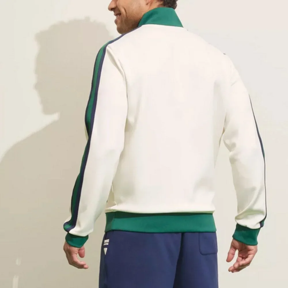 Prince Cream Track Jacket with Green & Navy Accents