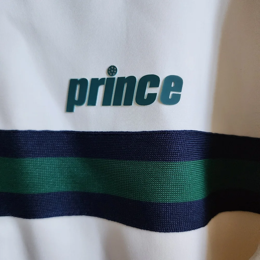 Prince Cream Track Jacket with Green & Navy Accents