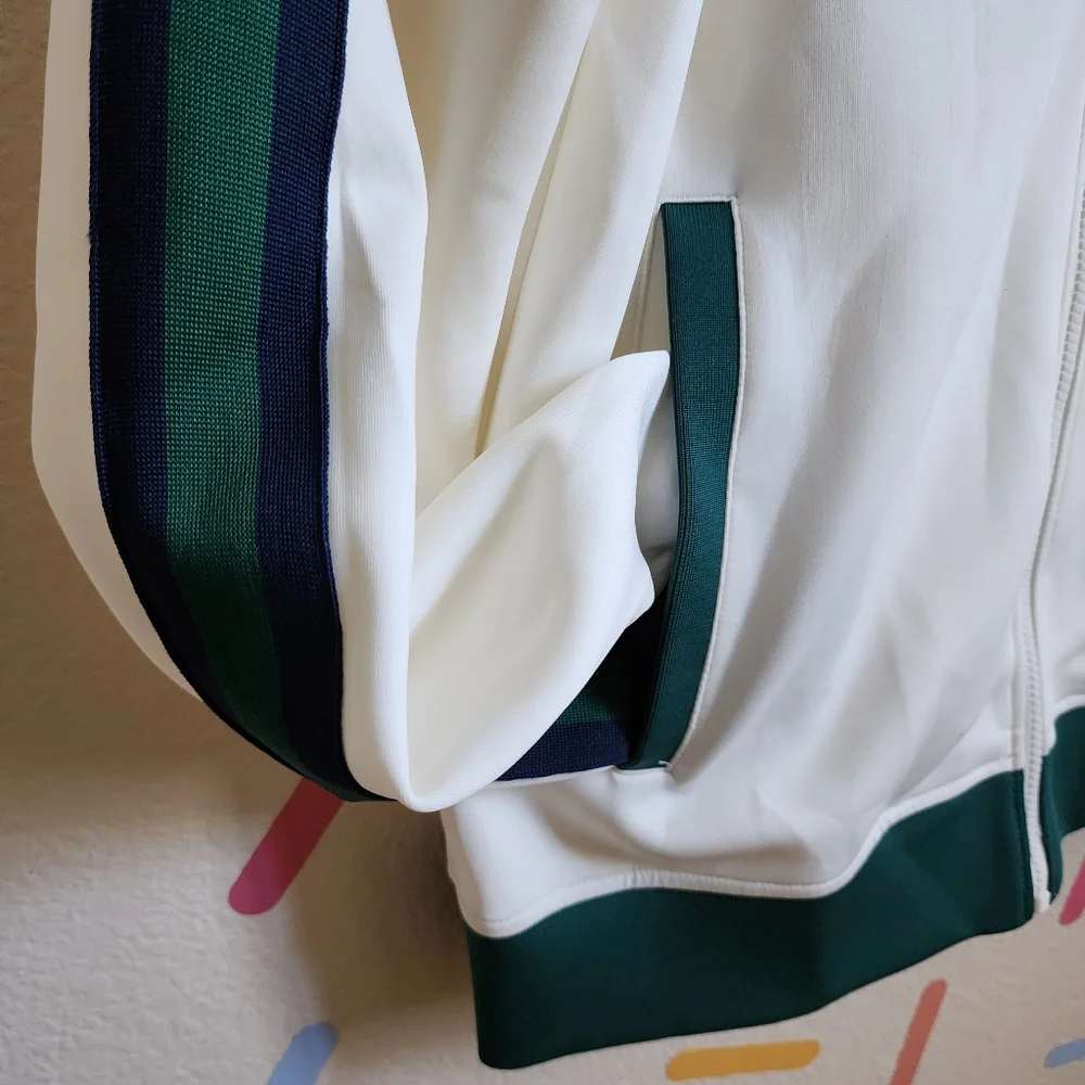 Prince Cream Track Jacket with Green & Navy Accents