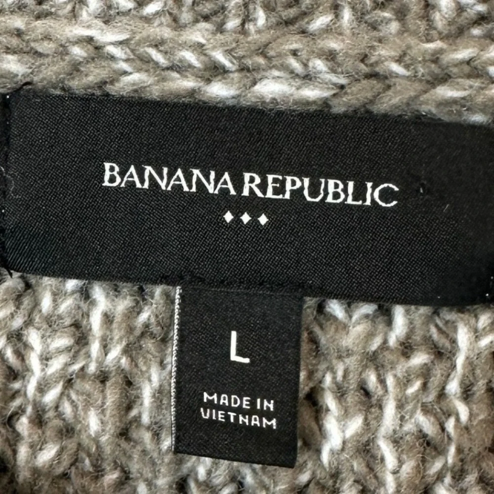 Banana Republic Sweater Men Large Brown Marled Wool Textured Roll Neck Fisherman