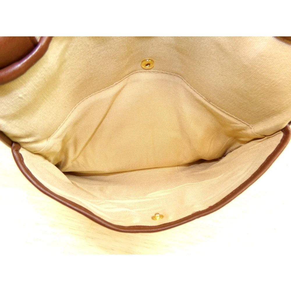 Etienne Aigner Canvas & Leather Handbag Purse Tan Brown Shoulder Bag