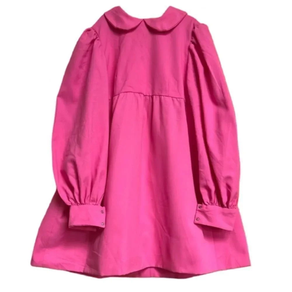 Vintage 1960s Handmade One of a Kind Bubblegum Pink Peterpan Collar Dress