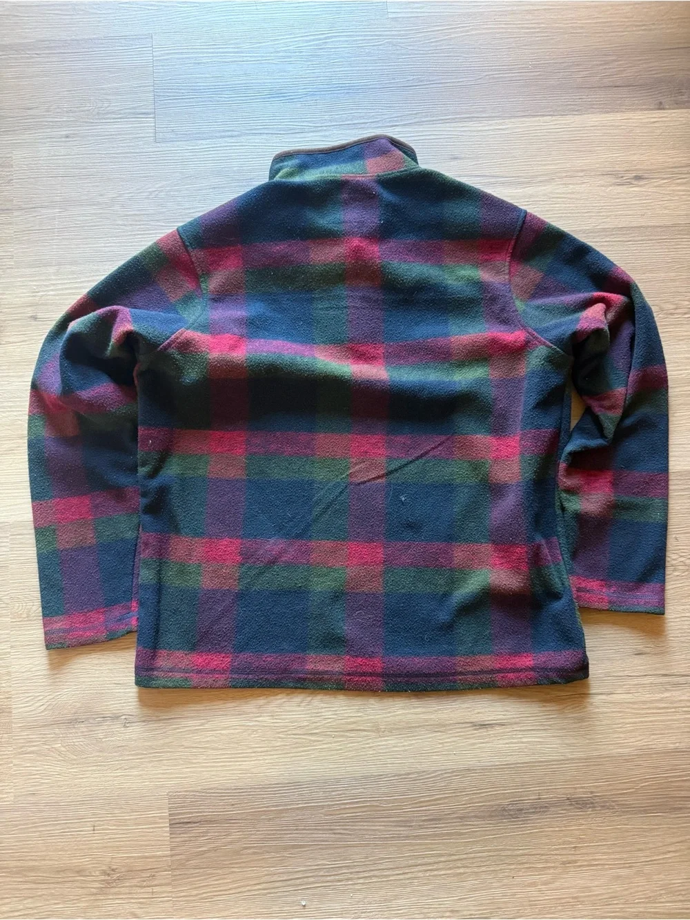 John Wayne Mens 1/4 Snap Pullover Flannel Red Green Plaid Thick Size Large L