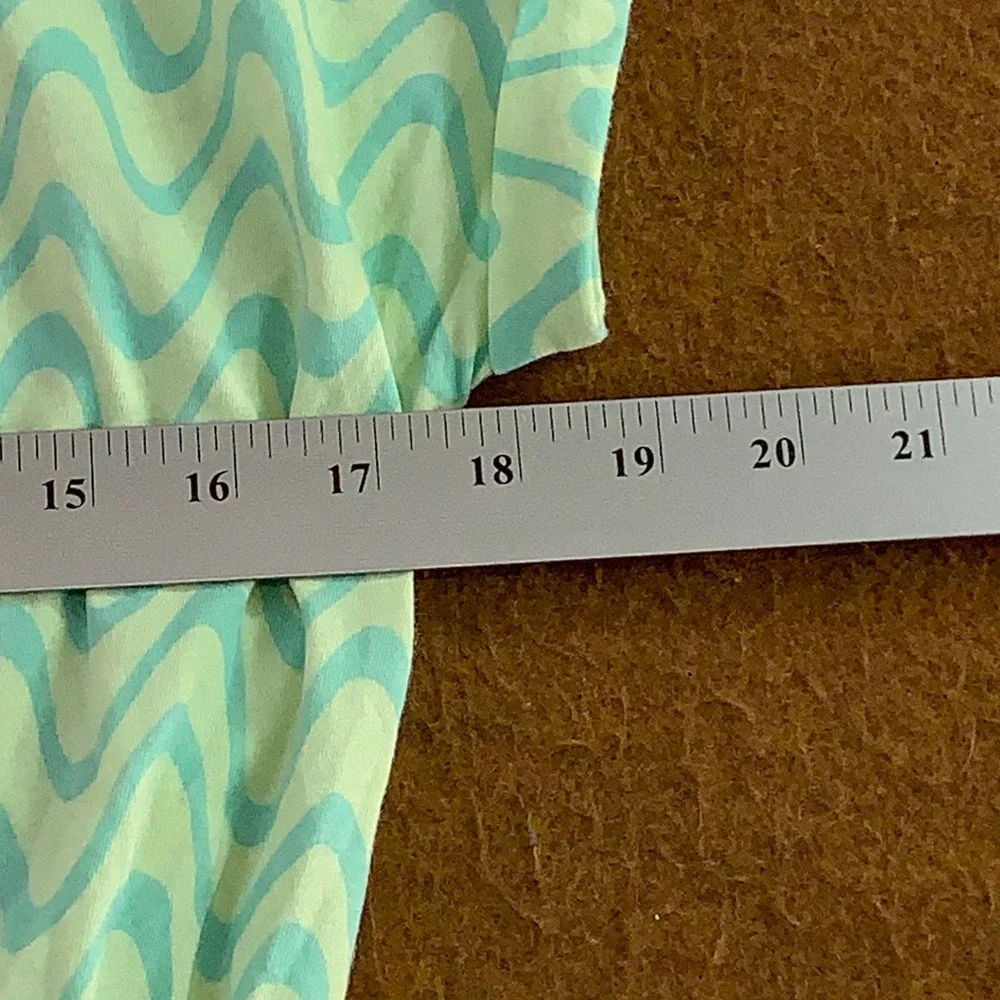 Old Navy Girls XXL 18 Mint Green Wavy Chevron Knit Button Front Romper New