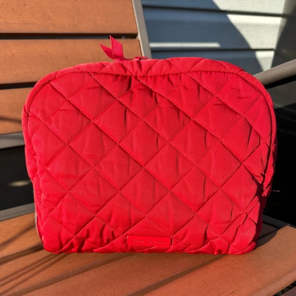 Vera Bradley Cardinal Red Lay Flat Cosmetic Organizer in Performance Twill