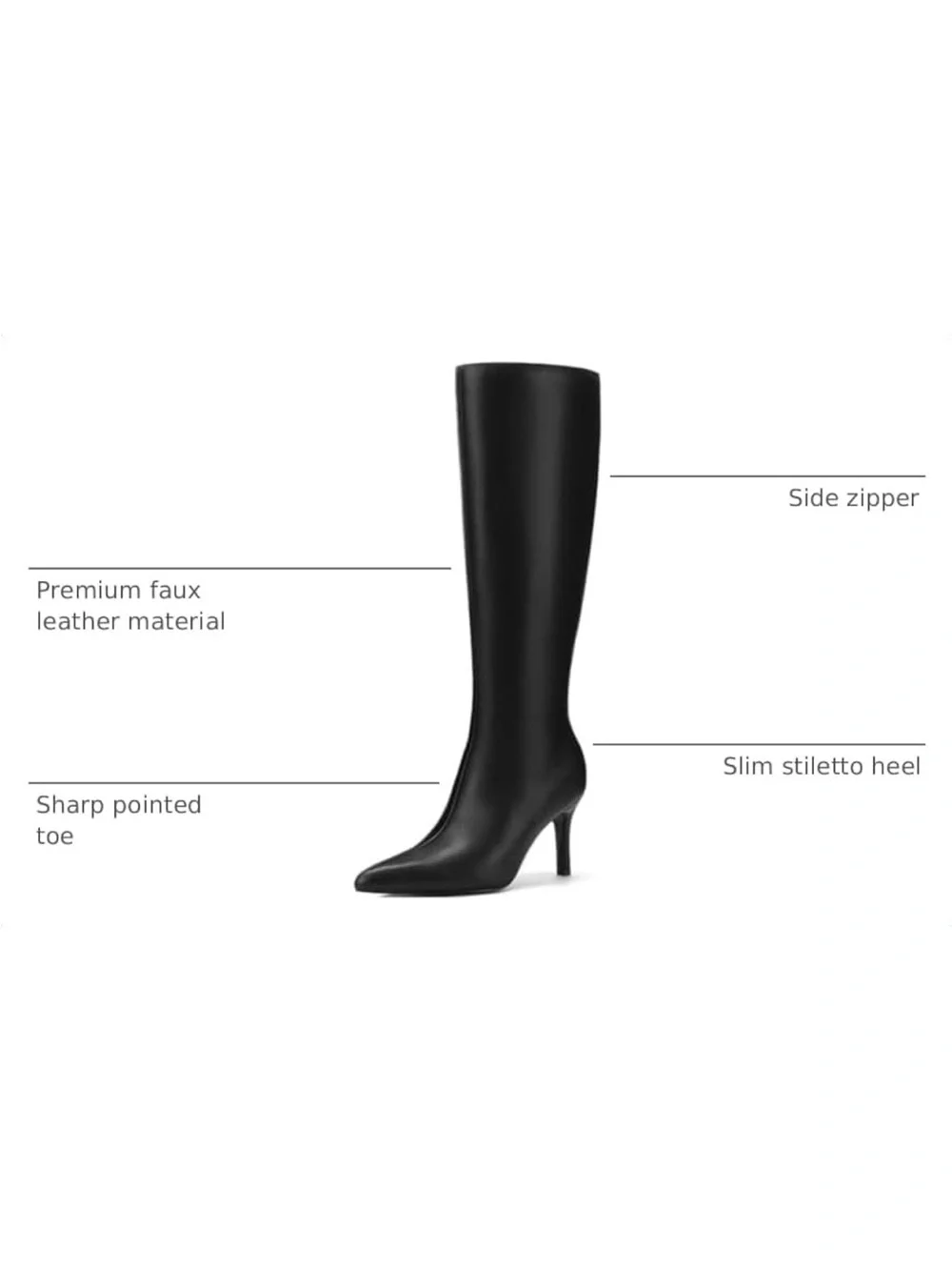 Aiulind Classic Black Knee-High Heel Boots - Women (box has no lid)