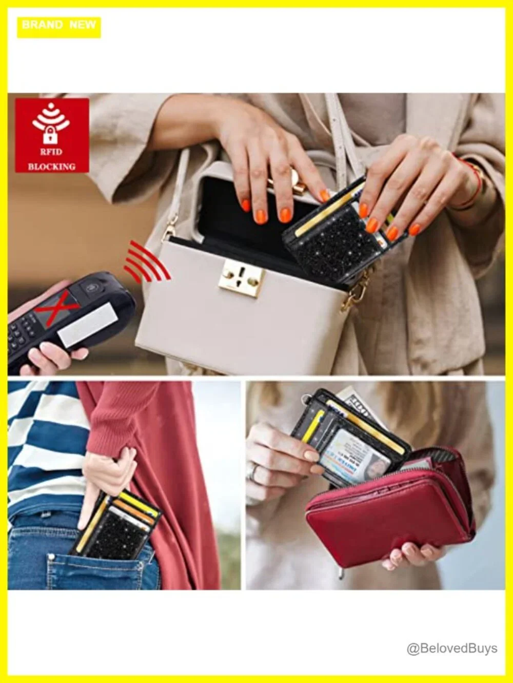 Minimalist Slim RFID Blocking Card Holder Wallet Faux Leather
