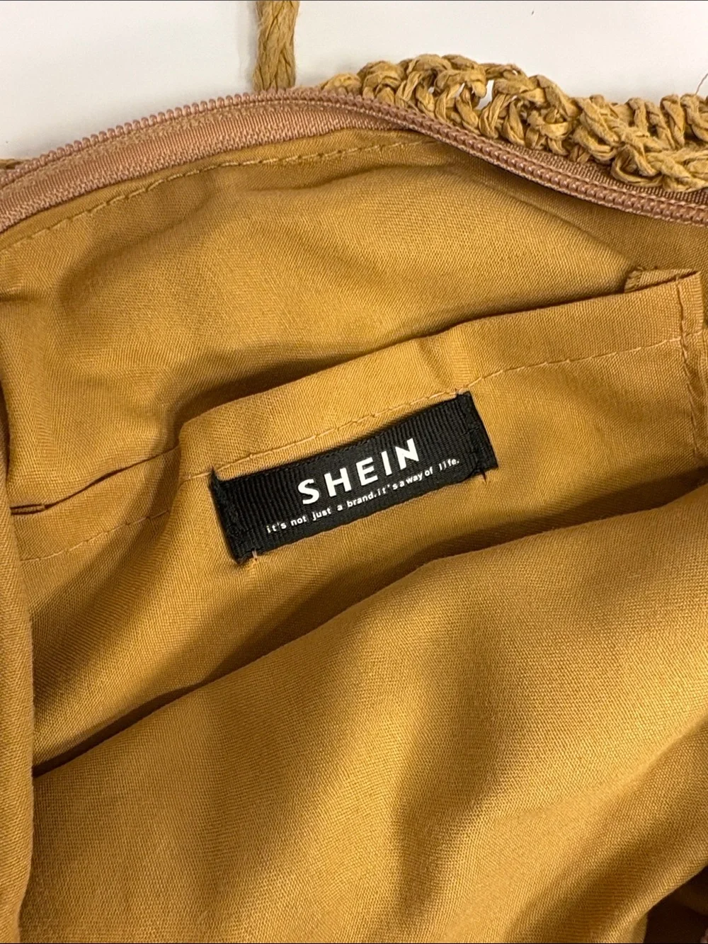 SHEIN Crochet Shoulder Bag in Mustard