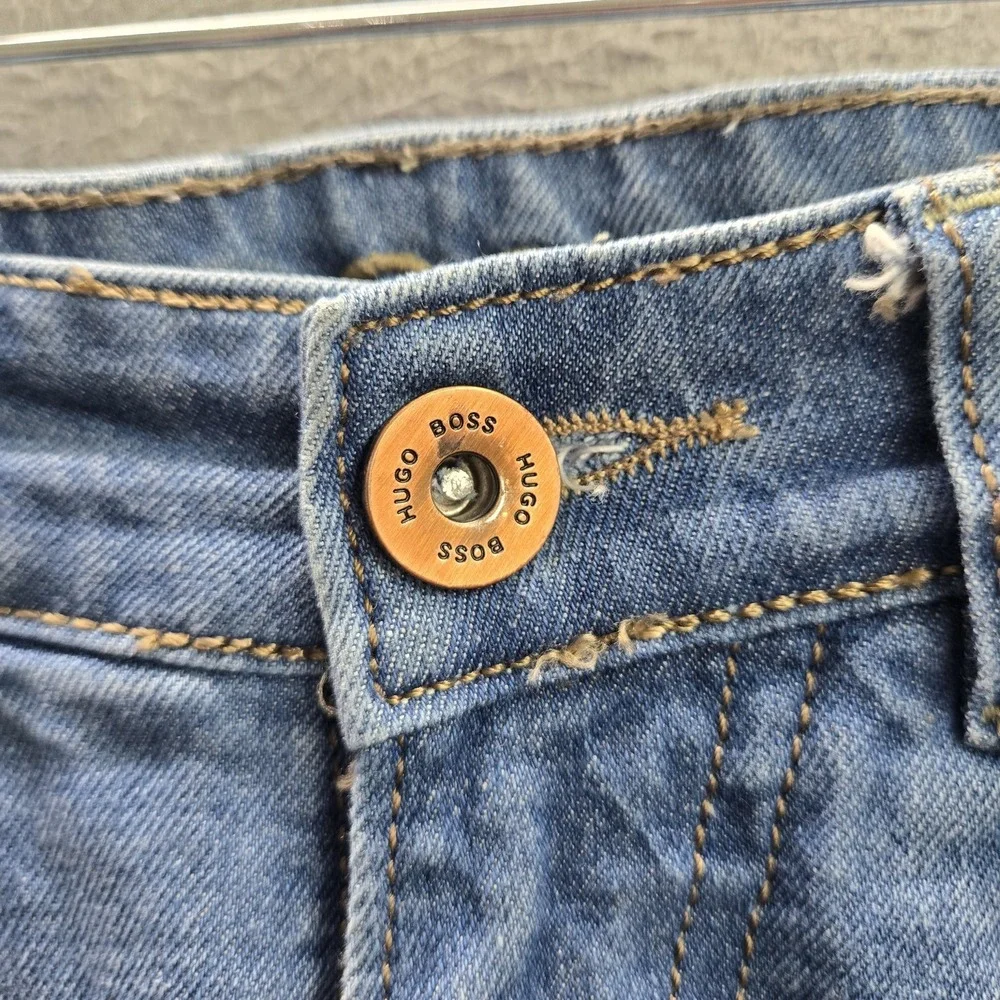 Hugo Boss Men Jeans 30 Blue Denim Embroidered Slim 30