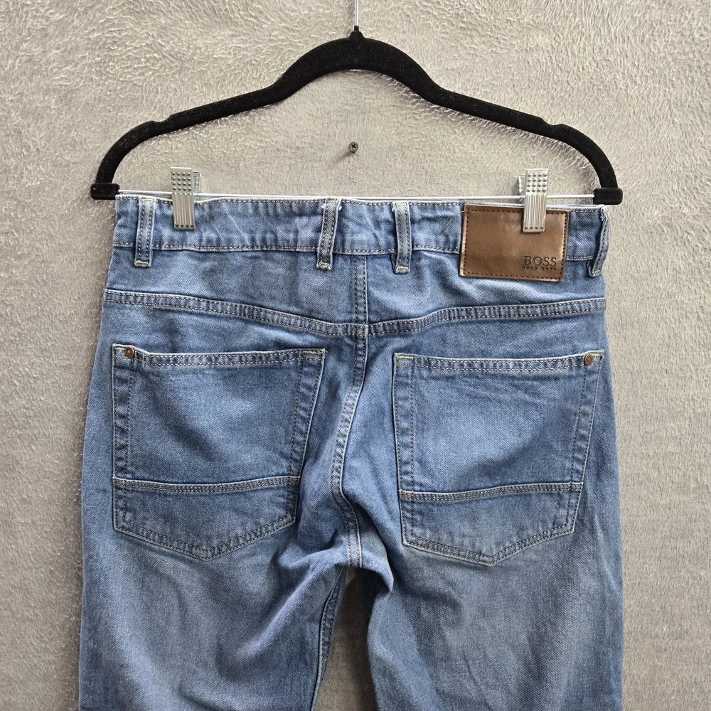 Hugo Boss Men Jeans 30 Blue Denim Embroidered Slim 30