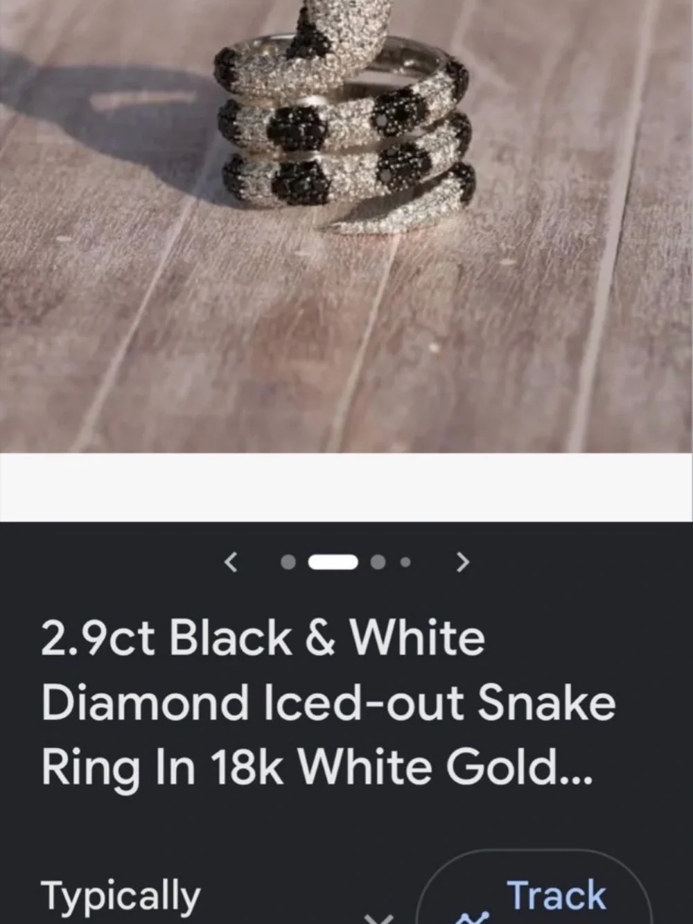 Black & White Snake Coil Ring with Sparkling Diamond Accents