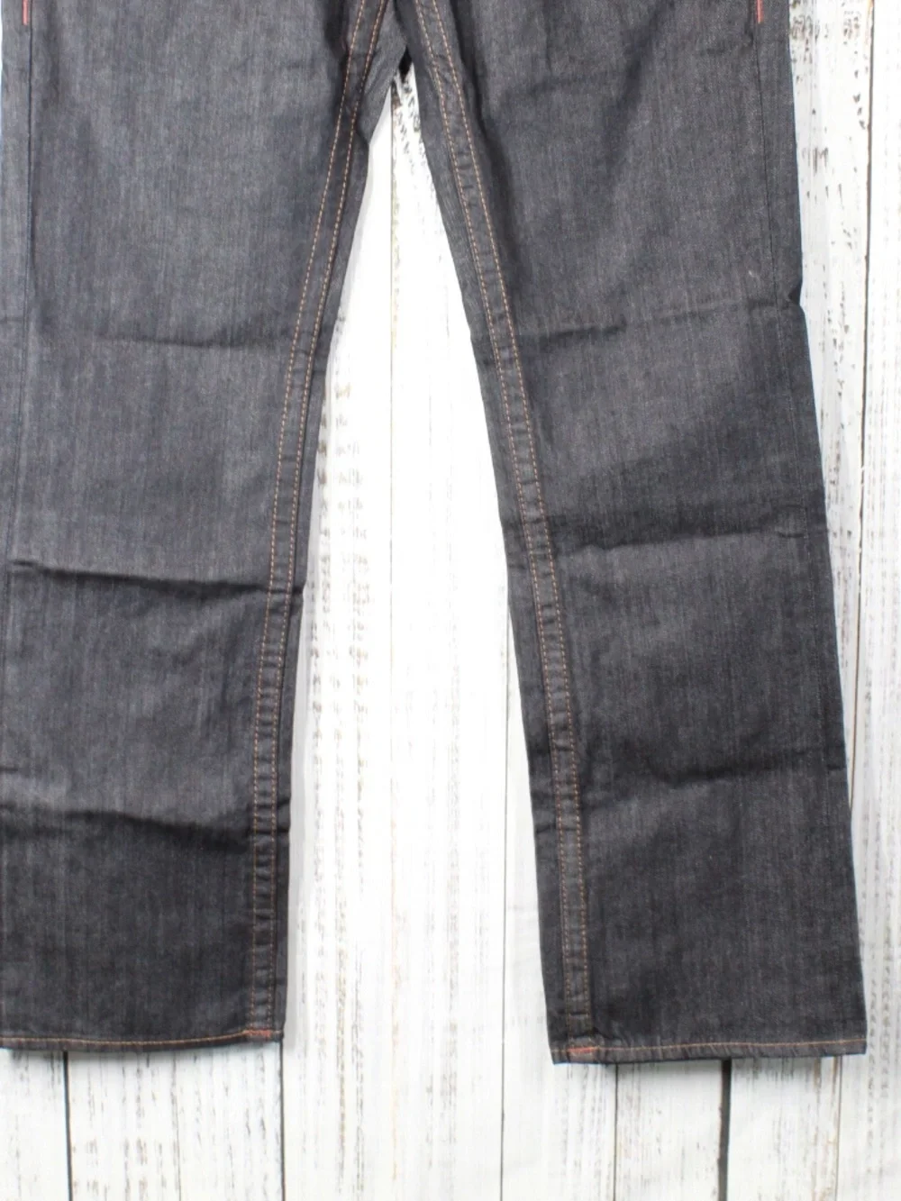 NWT True Religion Straight Leg Flap Jeans Sunset Logo Orange Red Stitch Size 33