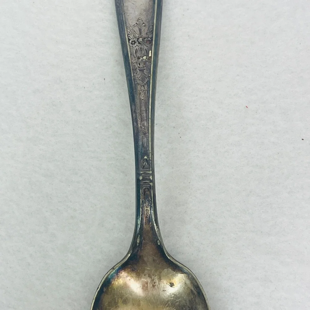 Vintage Silver Plated Teaspoon Floral Relief Pattern Tarnished Antique 6 Inch