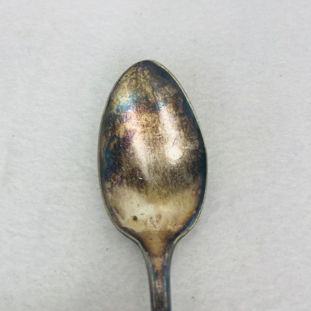 Vintage Silver Plated Teaspoon Floral Relief Pattern Tarnished Antique 6 Inch