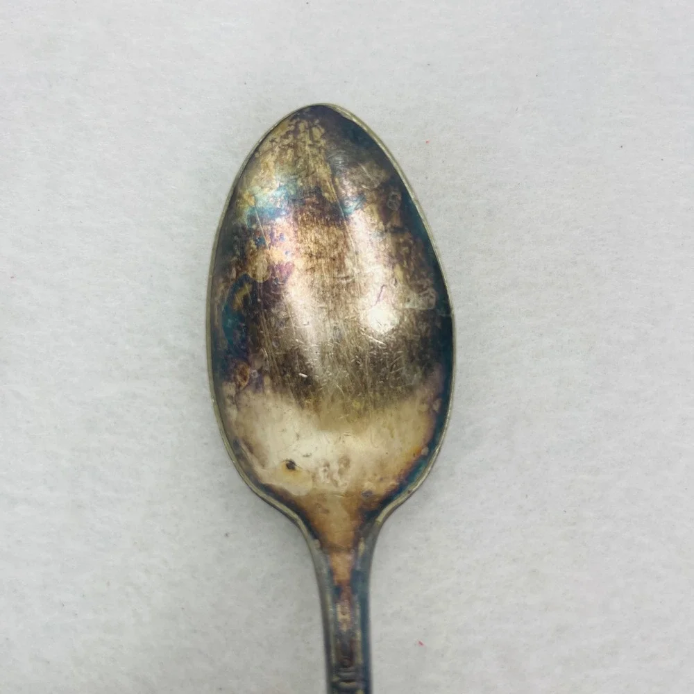 Vintage Silver Plated Teaspoon Floral Relief Pattern Tarnished Antique 6 Inch