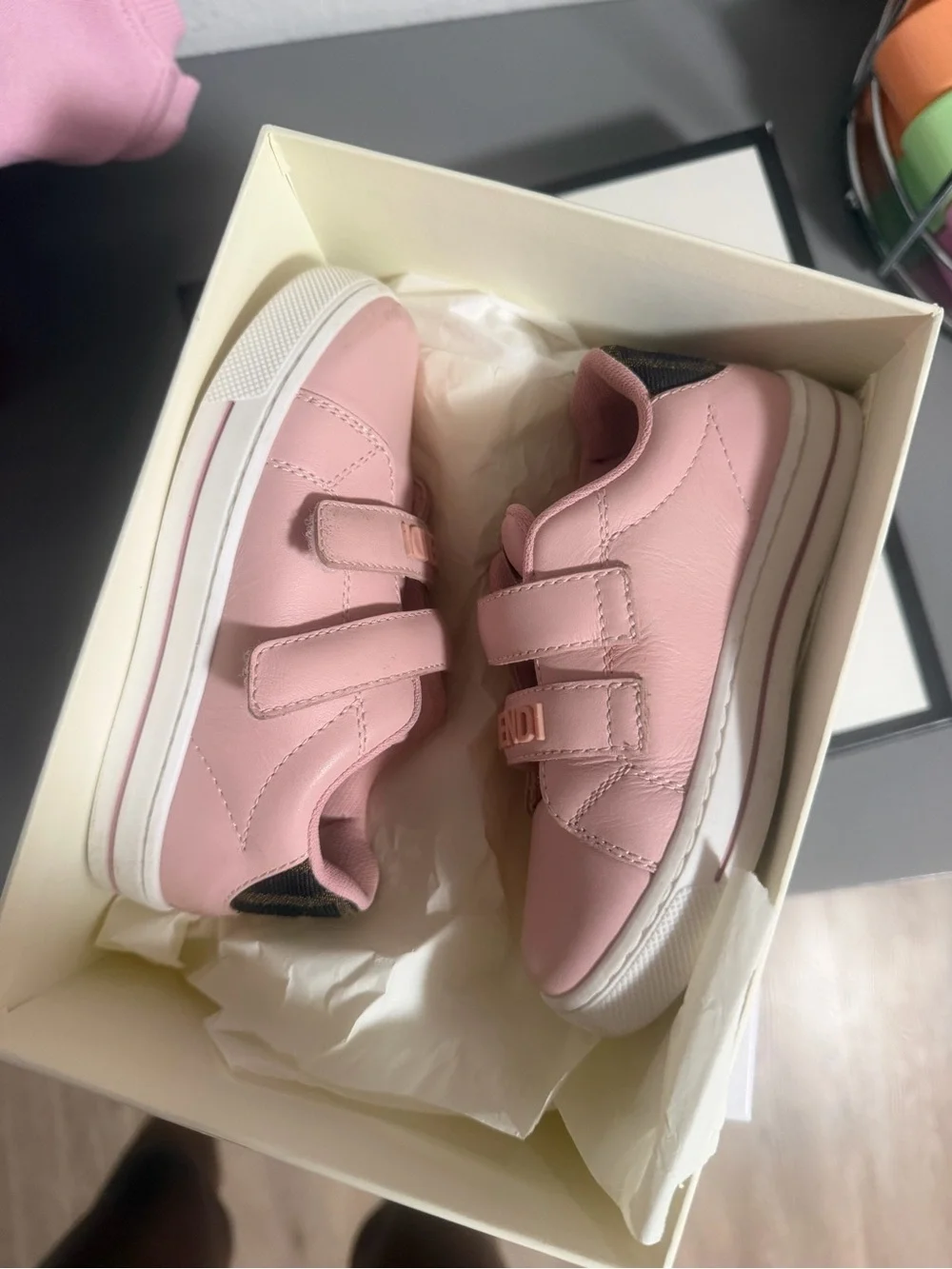 Kids Pink Velcro Sneakers