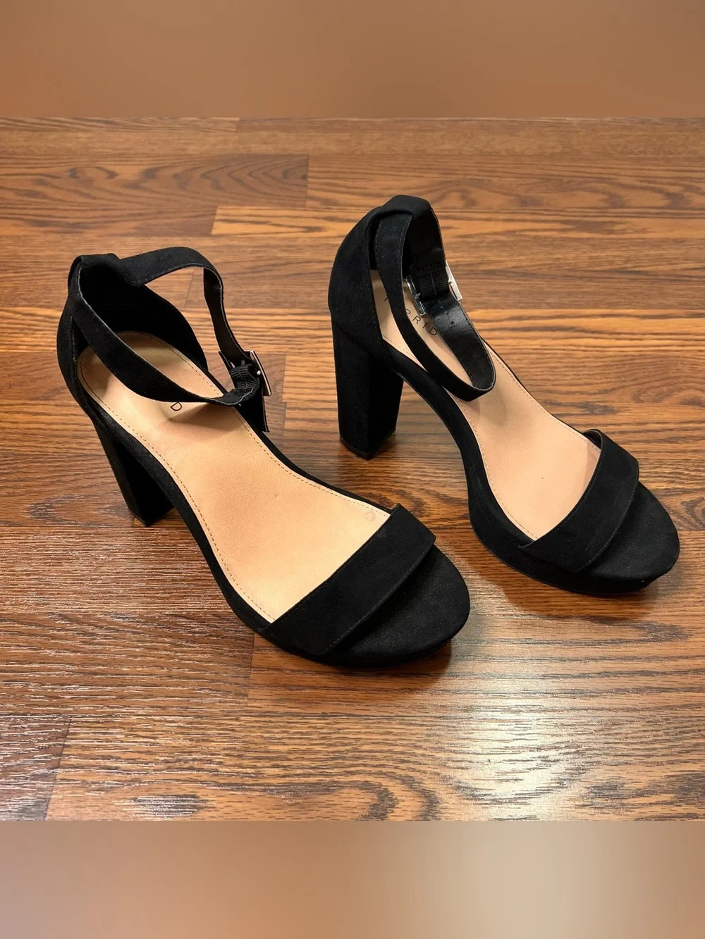 Torrid 4” Platform Tapered Heel in Black Faux Suede with Ankle Strap size 11.5WW