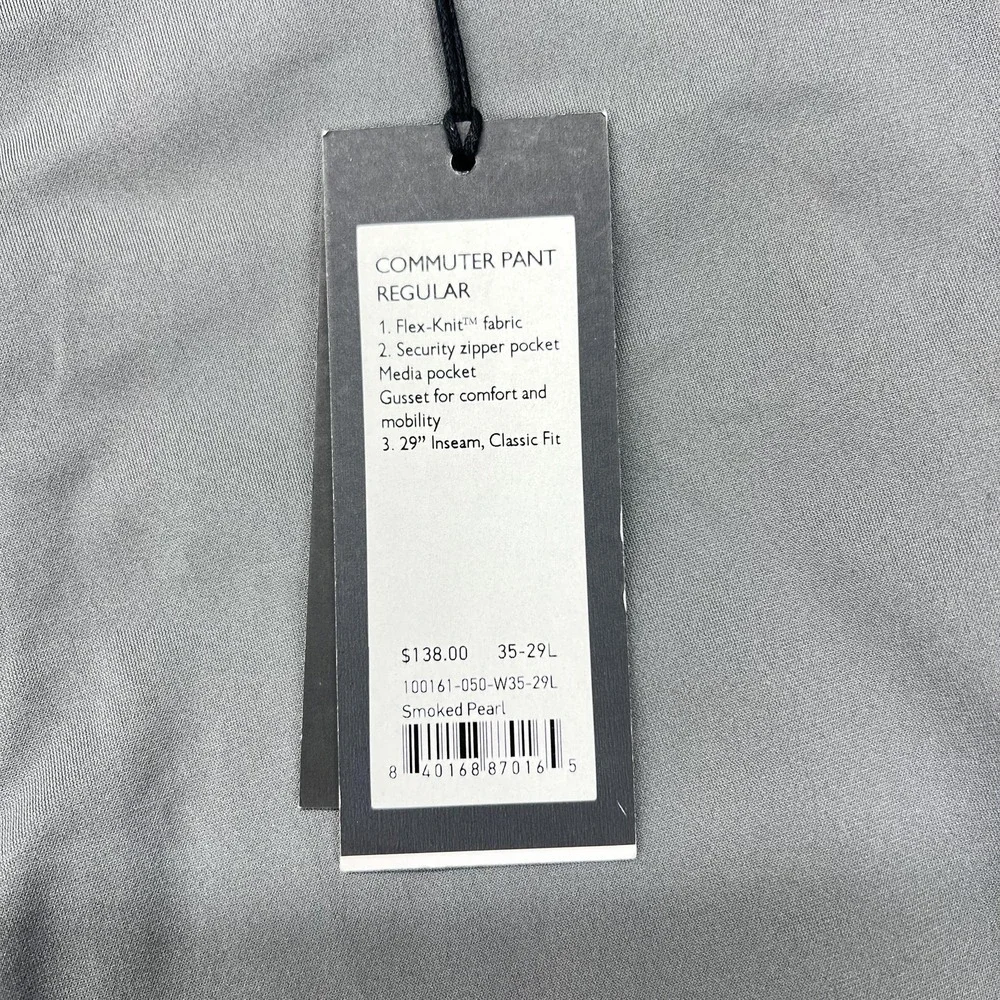Rhone Commuter Pants Mens 35x29 Gray Flex-Knit Travel Chino Stretch Performance