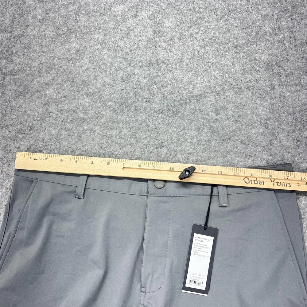 Rhone Commuter Pants Mens 35x29 Gray Flex-Knit Travel Chino Stretch Performance