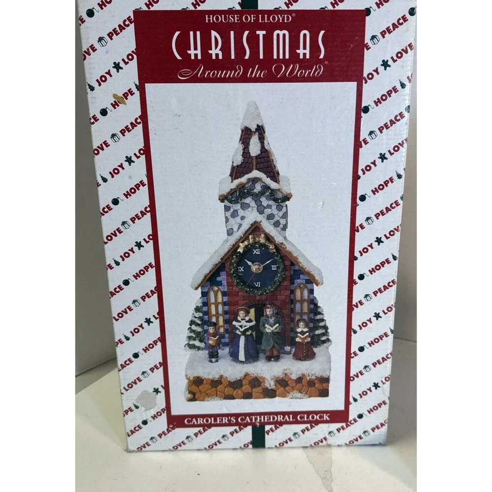 HOUSE OF LLOYD Carolers Cathedral Clock Christmas Around the World Box 3152 Work
