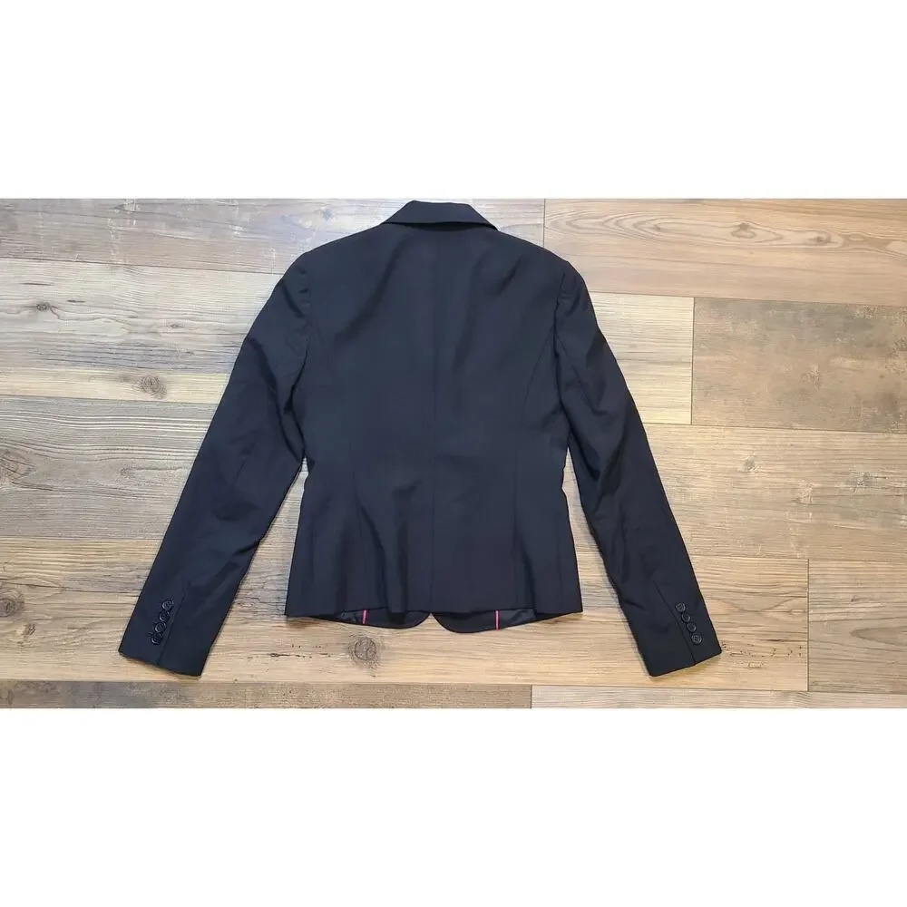 J. Crew Suiting 2 Button Wool Blazer‎ Womens 0 Black Lined Career Office Jacket