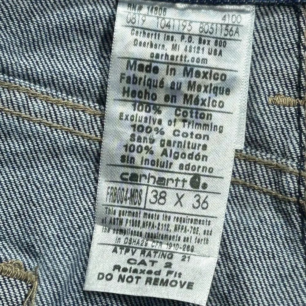 Carhartt FR FRB004 Jeans Mens 38x36 Blue Relaxed Straight Flame Resistant Denim