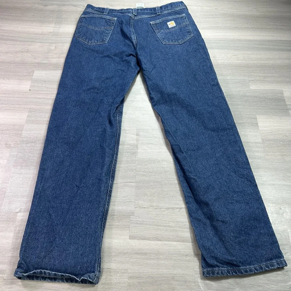 Carhartt FR FRB004 Jeans Mens 38x36 Blue Relaxed Straight Flame Resistant Denim