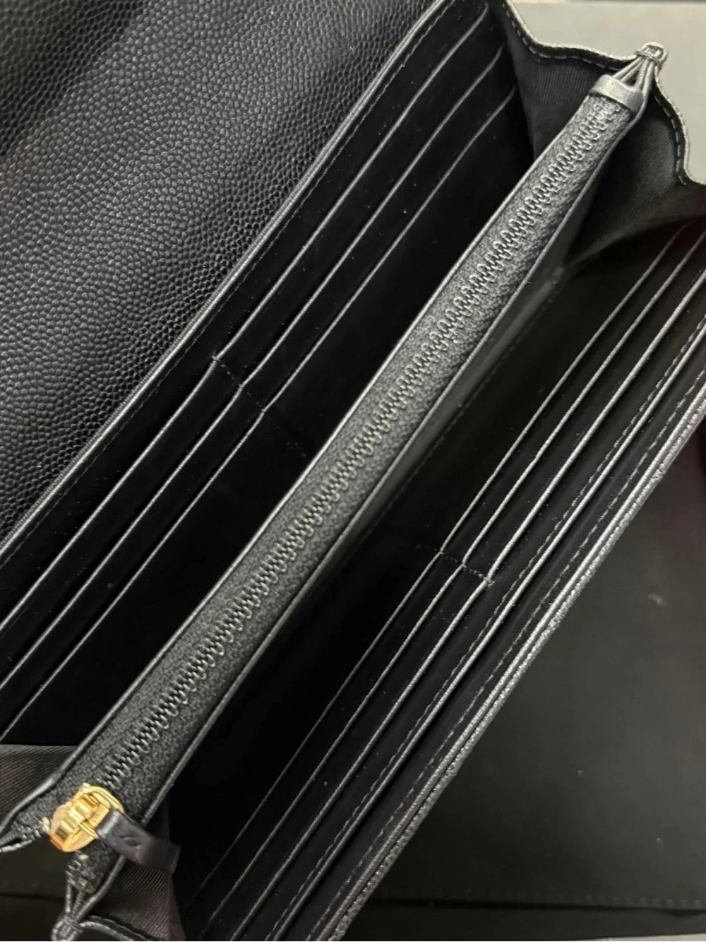 CHANEL Black Quilted Leather Long Wallet with Gold CC Hardware