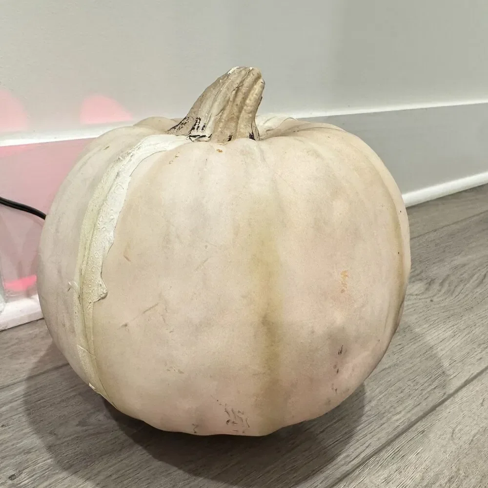 Halloween Light Up White Jack O Lantern Pumpkin Red Light Haunted Decor