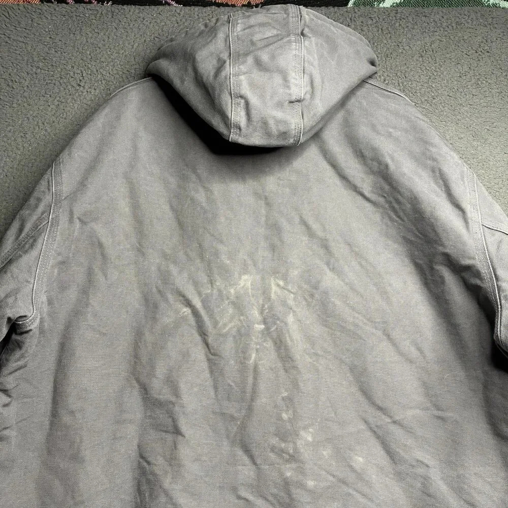 Vintage Carhartt Jacket Mens 2XL Gray Canvas Quilted Insulated J140-GVL Made USA
