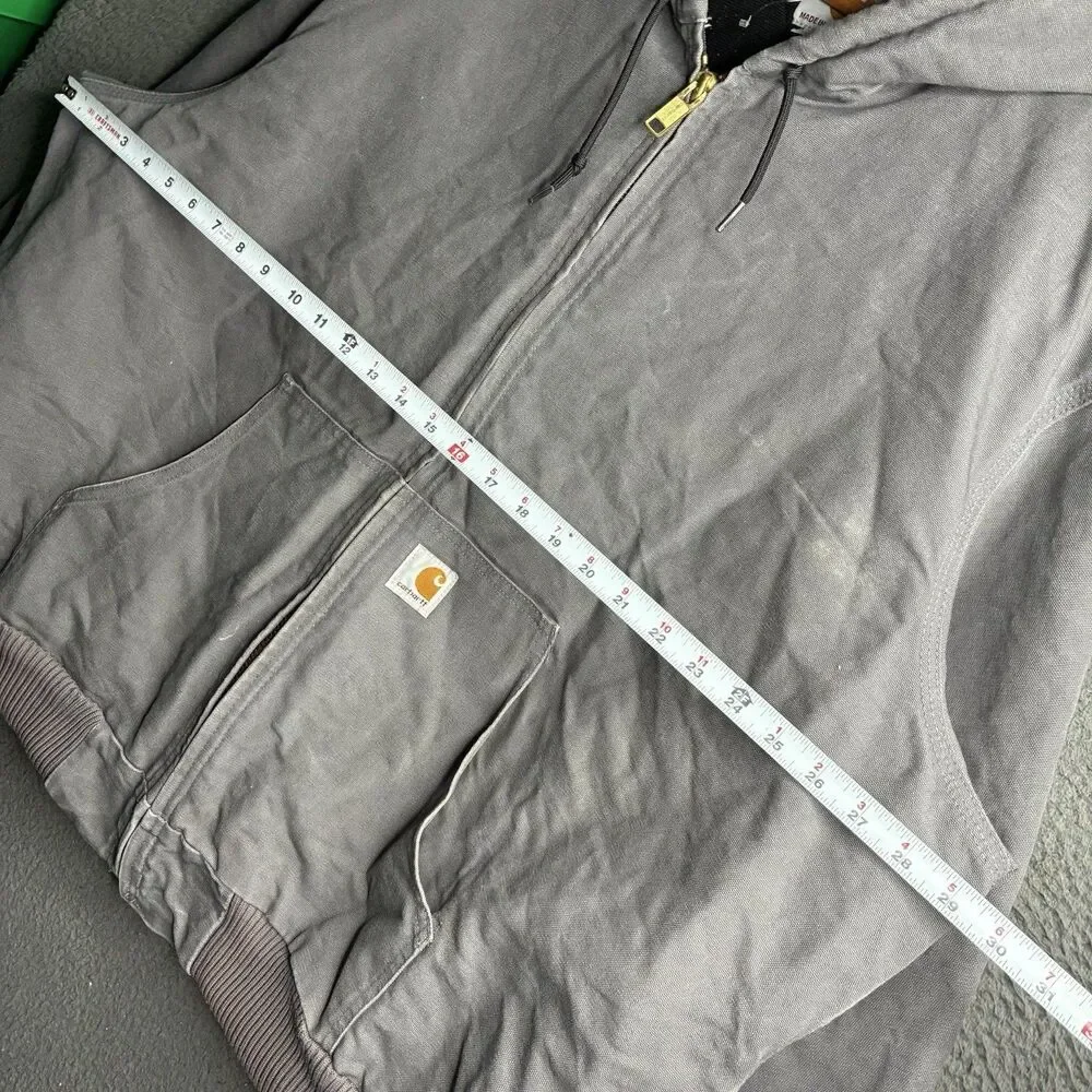 Vintage Carhartt Jacket Mens 2XL Gray Canvas Quilted Insulated J140-GVL Made USA