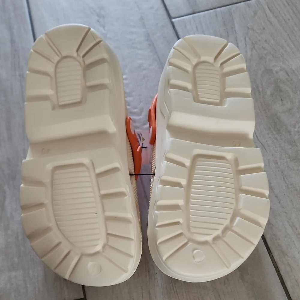 J.O.A. Cream and Orange‎ Sandals with Playful Charms