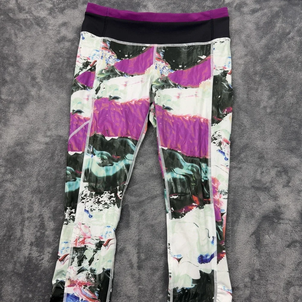 Lululemon Pants Womens 8 Multicolor‎ Ruched Waistband Running Active Gym Yoga