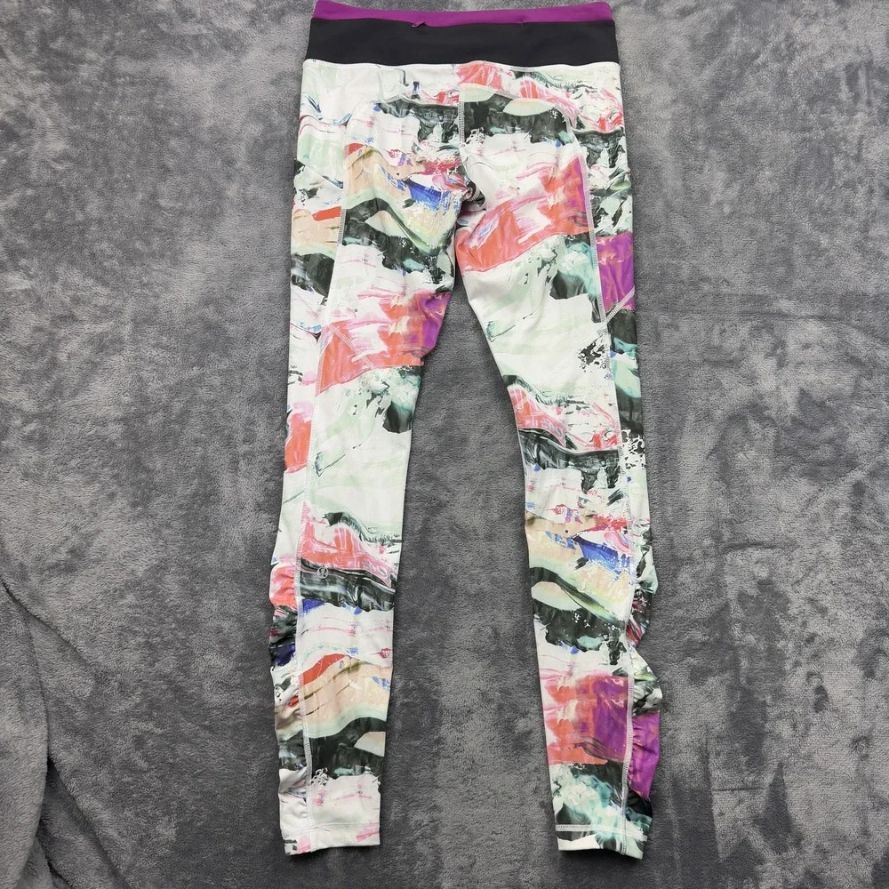Lululemon Pants Womens 8 Multicolor‎ Ruched Waistband Running Active Gym Yoga
