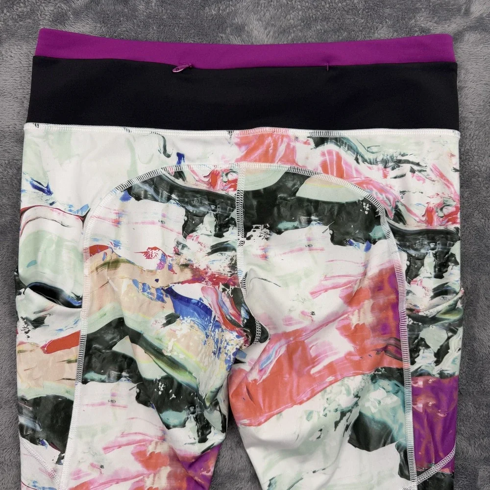 Lululemon Pants Womens 8 Multicolor‎ Ruched Waistband Running Active Gym Yoga