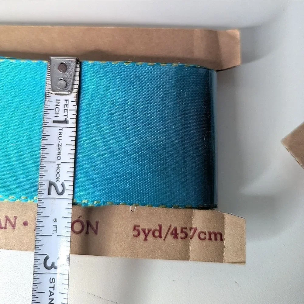 Crate&Barrel Teal & Green 2 Inch Wide Satin Ribbon 2 Count