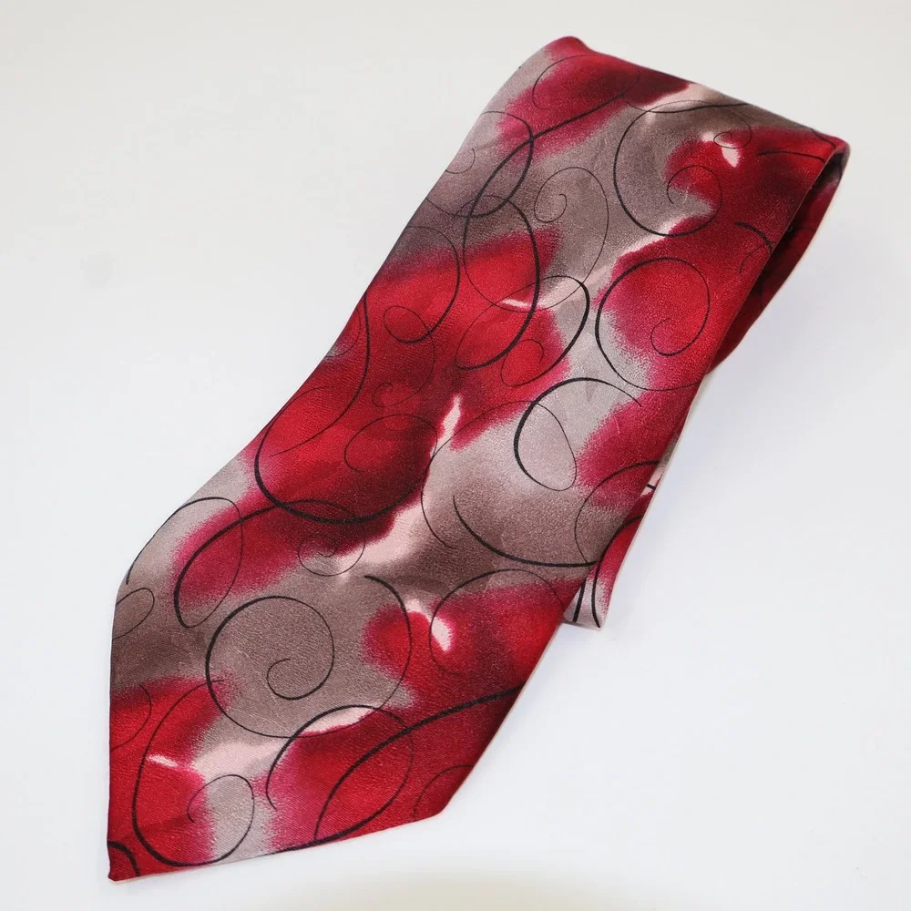 J. Garcia Silk Tie Mens One Size Red Grey Dawn at the Ritz‎ Collection 43 LE