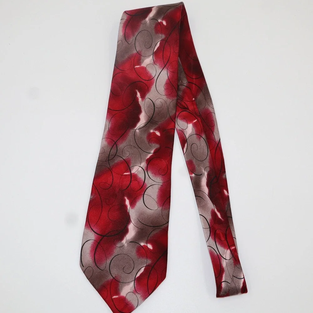 J. Garcia Silk Tie Mens One Size Red Grey Dawn at the Ritz‎ Collection 43 LE