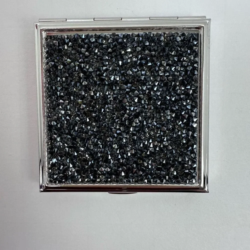 Swarovski‎ Crystals Compact Mirror Double Side Square Black Silver