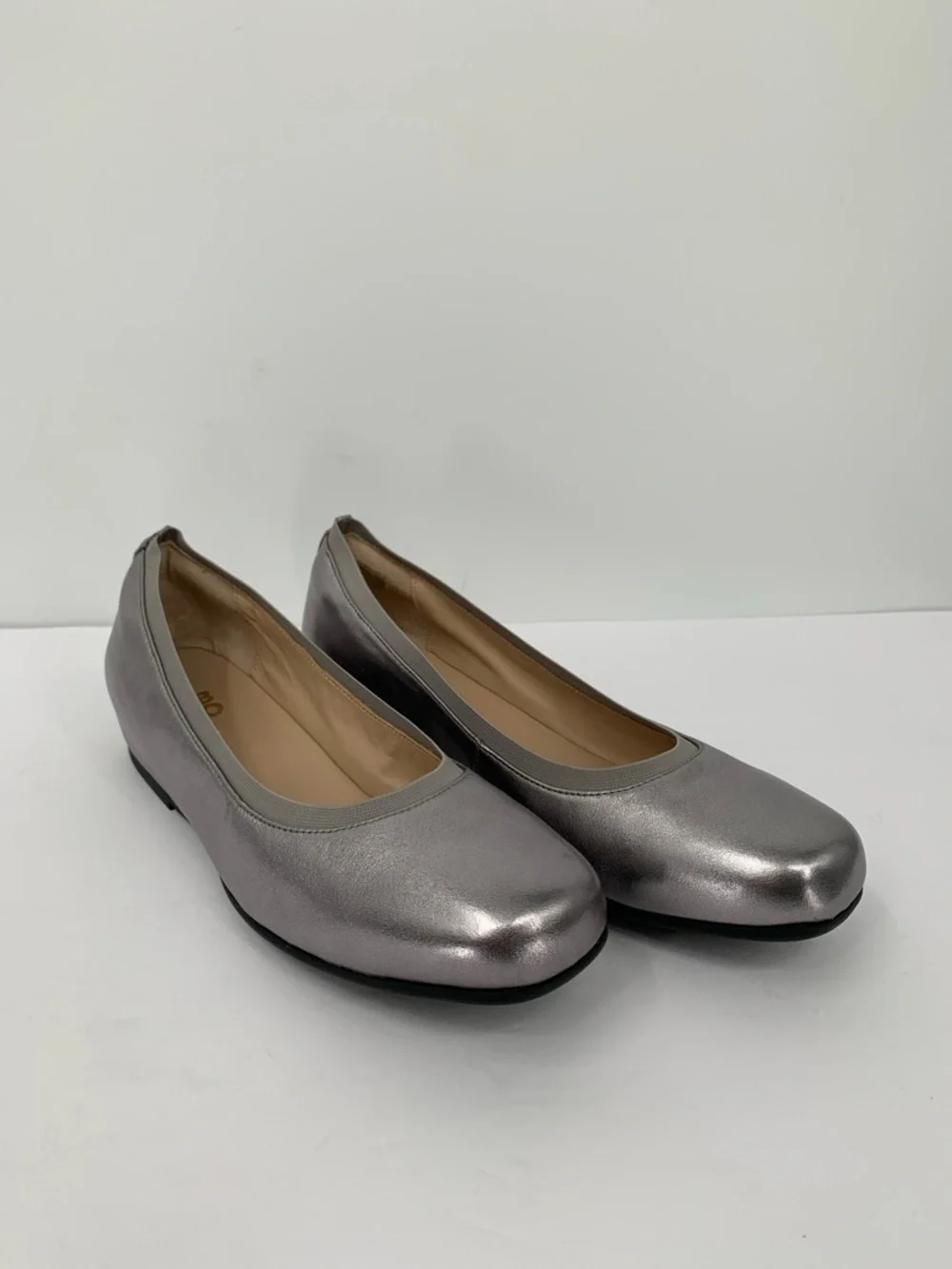 ABEO Cadence ballet flat dark silver metallic leather comfort footbed women 10