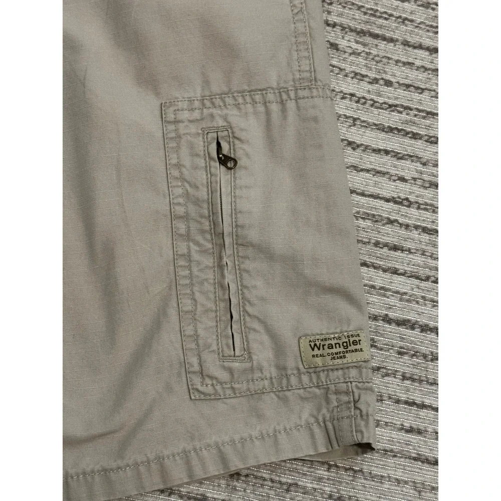 Wrangler Authentic Issue Mens Khaki Tan Ripstop Cargo Shorts Cotton Size‎ 34