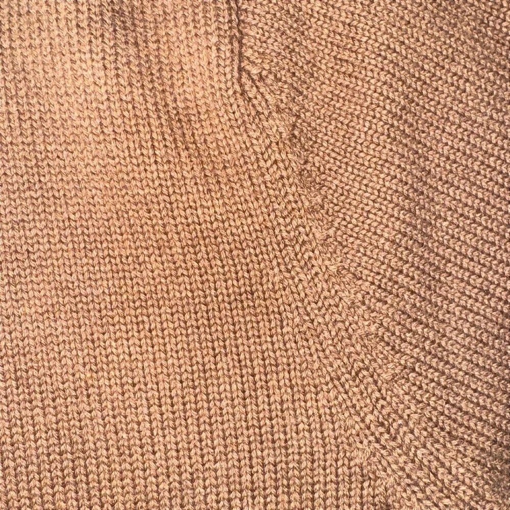 LL Bean Mens Large Full Zip Cotton Cardigan Sweater Tan Brown Mock Neck HJS6