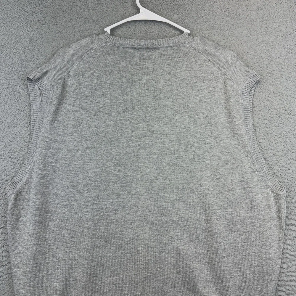 Jos A Bank Sweater Vest Mens XL Light Gray Heather Pima Cotton V Neck Knit