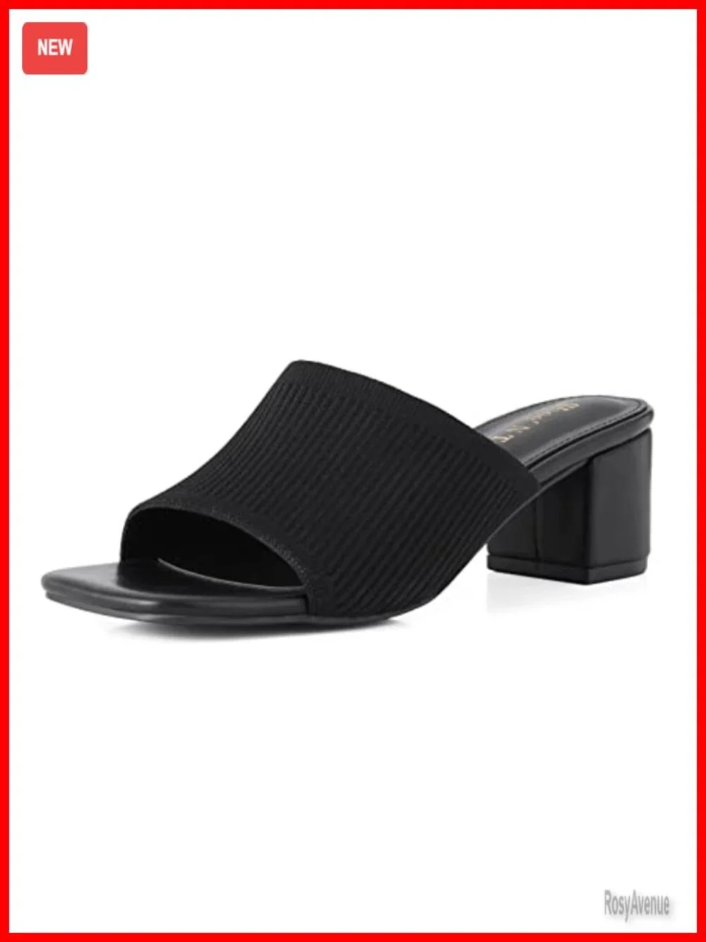 Women's Square Toe Heeled Sandals Mules Low Heel Slip On Knit Shoes